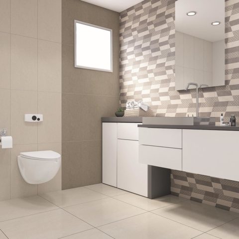 ArtRock Bone 600 x 600 (Floor), Bone 300 x 600 (Wall), Taupe 300 x 600 (Wall) Lifestyle